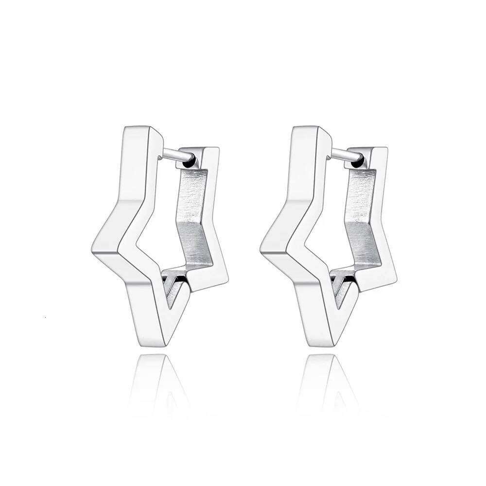 Lokaer Fashion Titanium Stainless Steel Party Hoop Earrings Bohemia Geometry Star Earring For Women Pendientes E22013 25H1226
