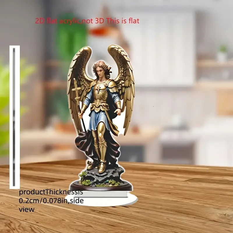 Archangel Michael statue ornament golden winged guardian angel holding sword religious home and office decora classicornament 251226 - view 5