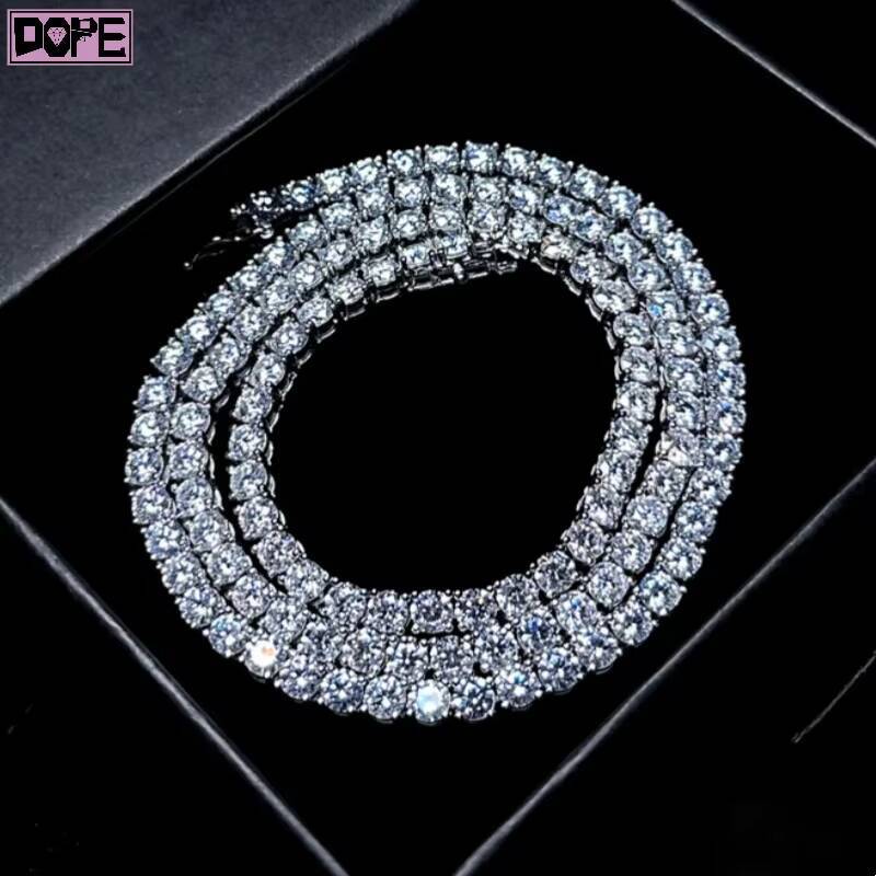 In Stock 3mm/4mm/5mm Tennis Chain 925 Silver Hiphop Jewelry Vvs Iced Out Moissanite Tennis Chain