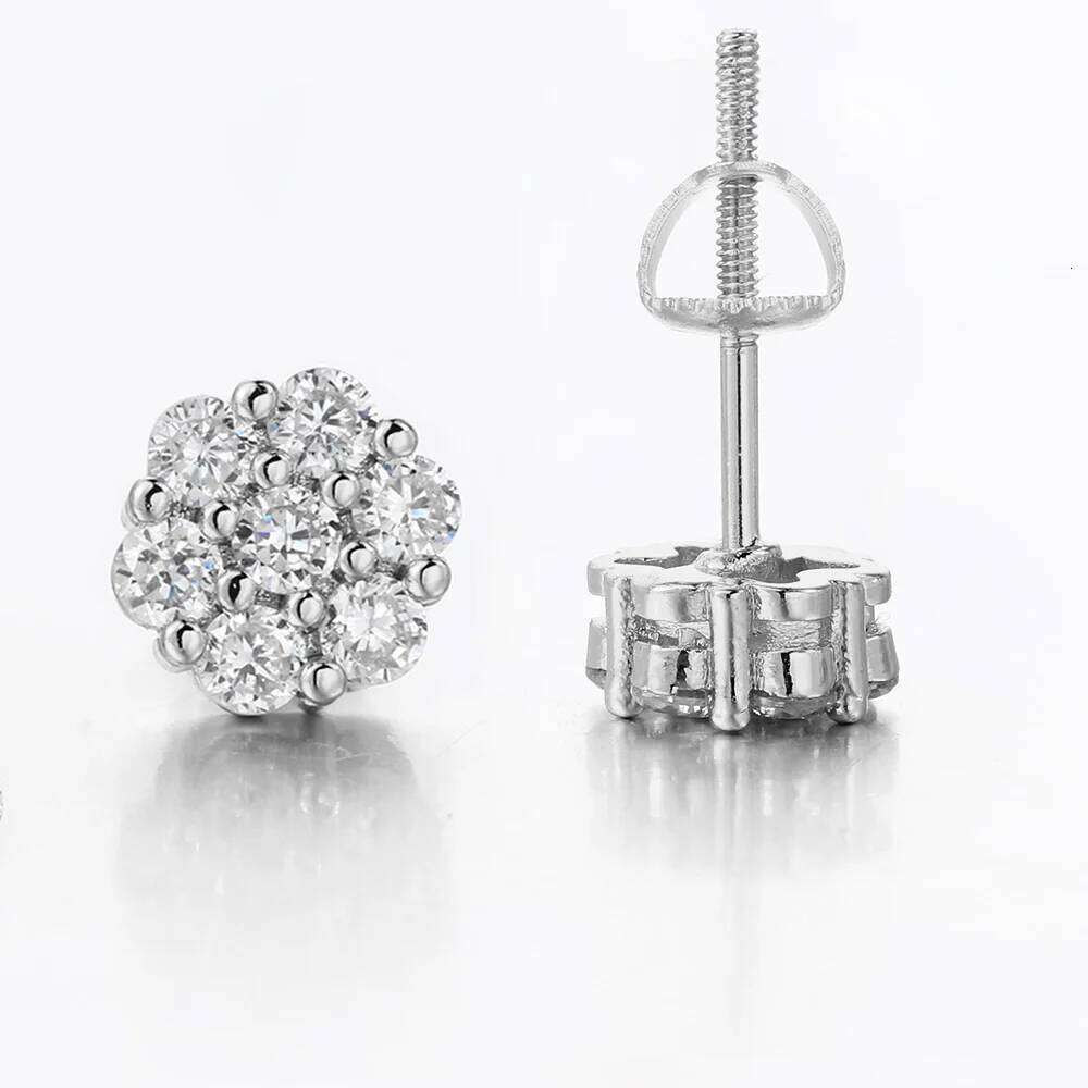 7mm Cubic Zircon Earring For Man Woman Gold Color Rock Hippop Flower Micro-inserts Fashion Jewelry Ear Stud Accessories 25H1226