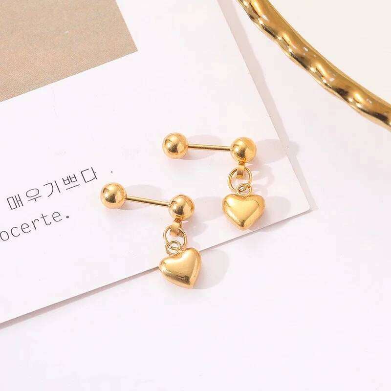 EVISPOL 1Pair Heart for Women Stainless Steel Love Cartilage Earrings Screw Back Stud Earring Body Jewelry Gifts 25H1226
