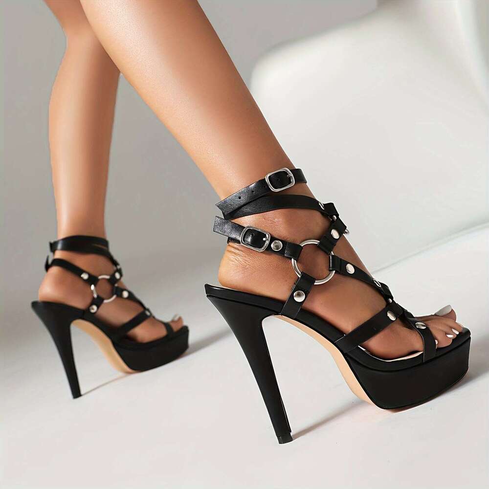 Stylish Women S Platform High With Cross Strap Slingback Stiletto Heels For Parties And Clubs MOJIDASHU
