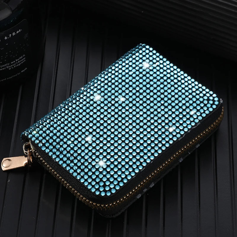 Women Card Storage Bag Stylish Coin Purse Rhinestone Small Wallet for Women Zipper Change Card Holder Wallets 251225