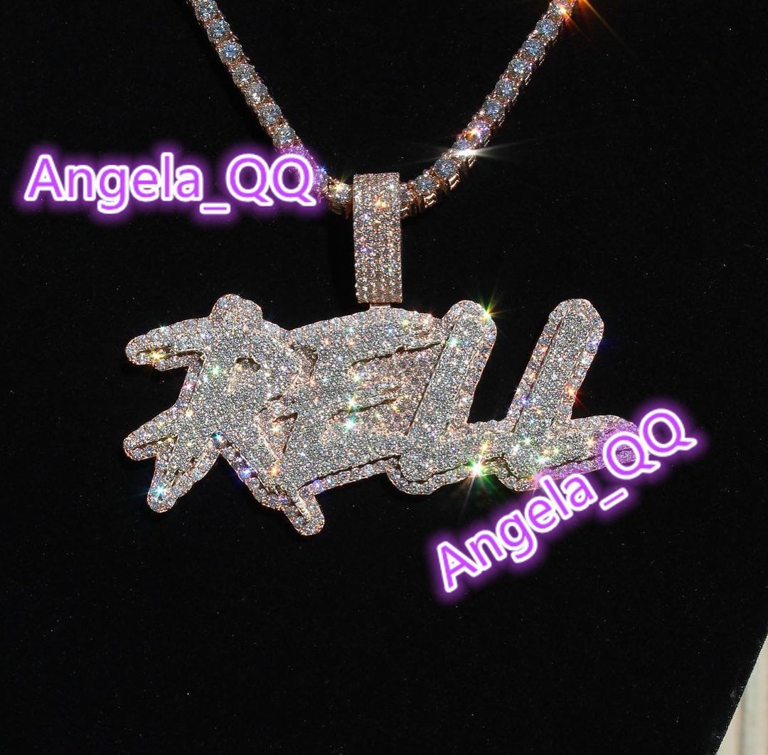 Personalized customization VVS Moissanite Diamond Name Letter Pendant 925 Sterling Silver Iced Out Moissanite Pendants