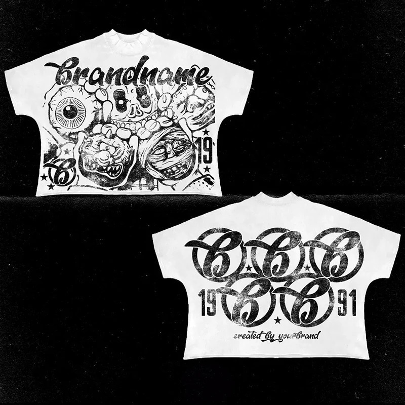 Harajuku Casual Summer Short Sleeve Men Women Y2K Hip Hop Graphic Print T Shirt Oversized Cotton T Shirt Gothic Tops Streetwear 251222