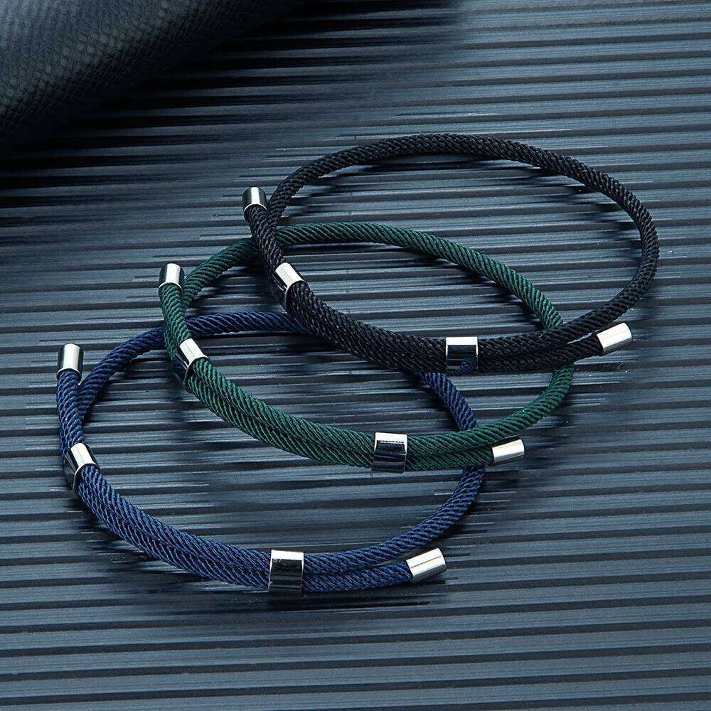 MKENDN Simple Style Men Women Bracelet 3mm Durable Marine Rope With Polished Steel Closure Jewelry Summer Beach Gifts 25T1226