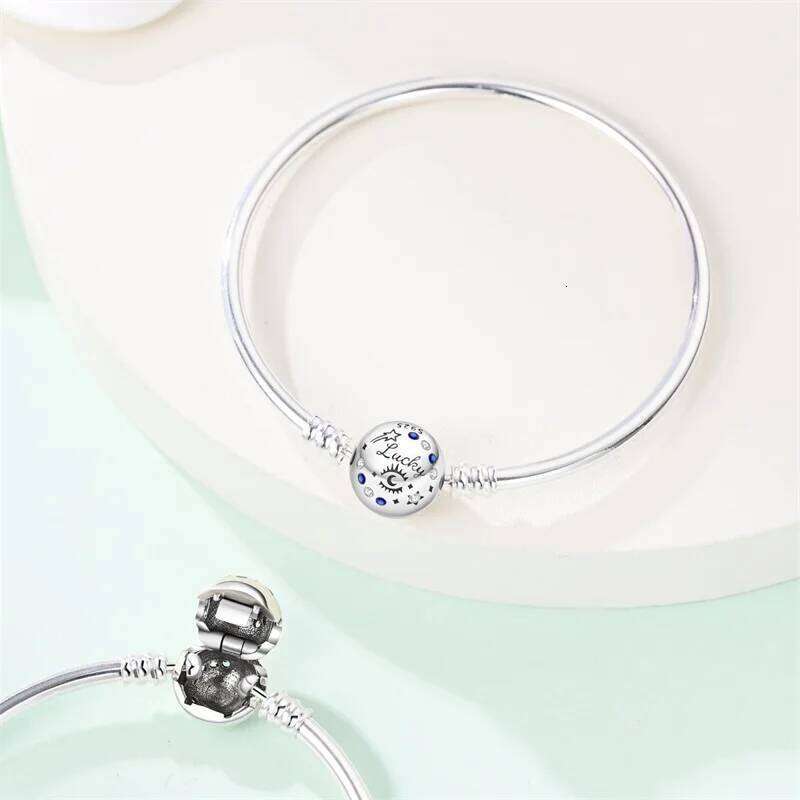 Original 17-20CM Silver 925 Star Moon Starry Trajectory Heart-Shaped Zircon Bracelets Fit DIY Charms Birthday Jewelry 25T1226