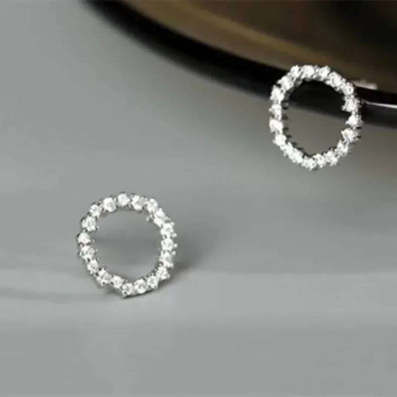 LATS Delicate Small Circle Stud Earrings for Women Gold Color Crystal Minimalist Summer Fashion Jewelry Party Accessories Gift 25H1226