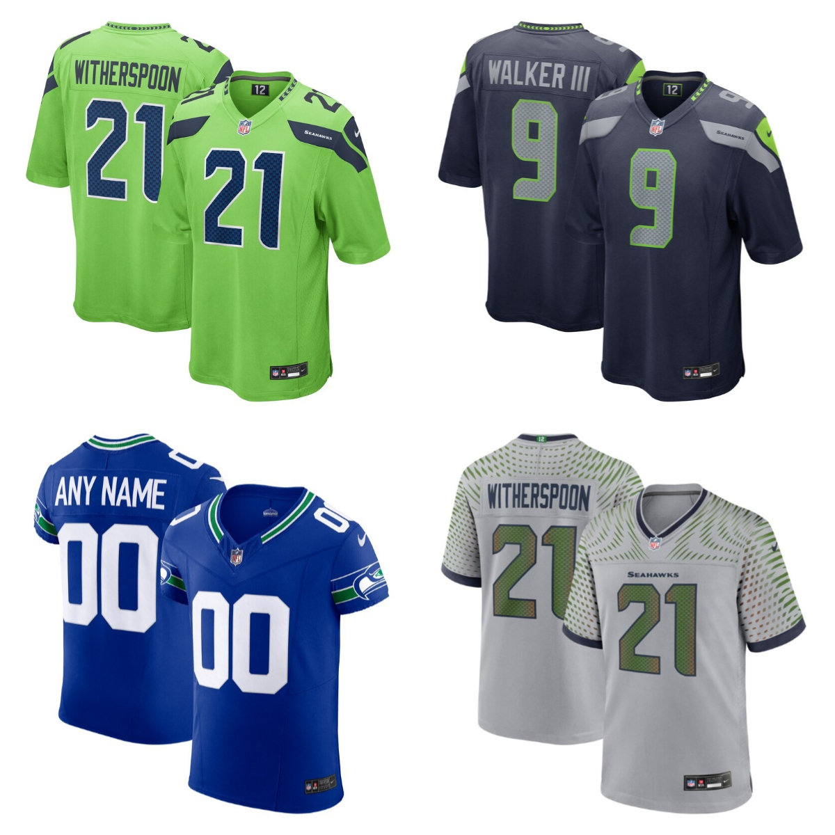 Custom Football Jerseys For S-7XL 9 Kenneth Walker III 7 Geno Smith 11 Jaxon Smith-Njigba Jerseys