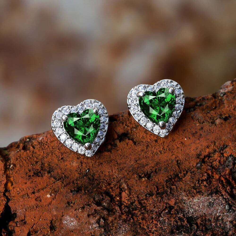 Dainty Female Rainbow Crystal Stone Jewelry Charm Silver Color Small Stud Earring Cute Heart Zircon Wedding Earrings For Women 25H1226