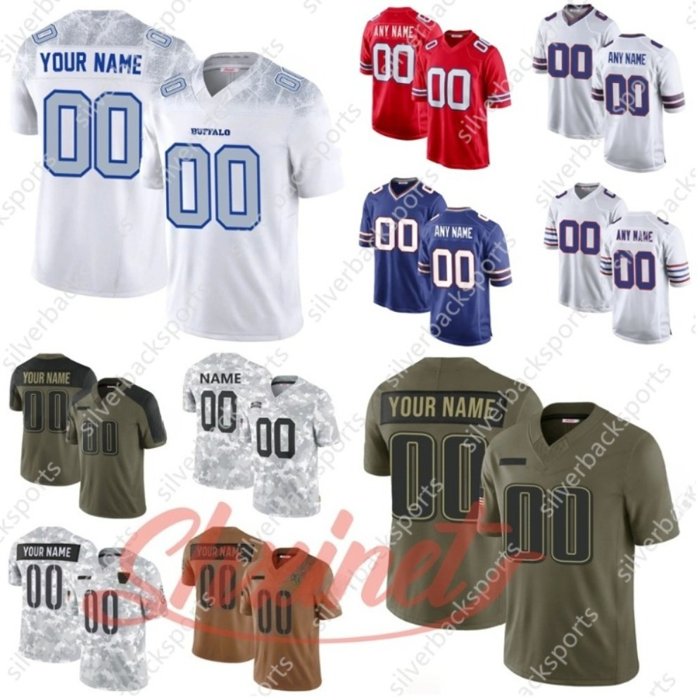 Custom Josh 17 Allen Rivalries Football Jerseys 2025 Olive Salute Joey Bosa Gabriel Davis Miller James Cook III Terrel Bernard Rasul Douglas Dawson Sell