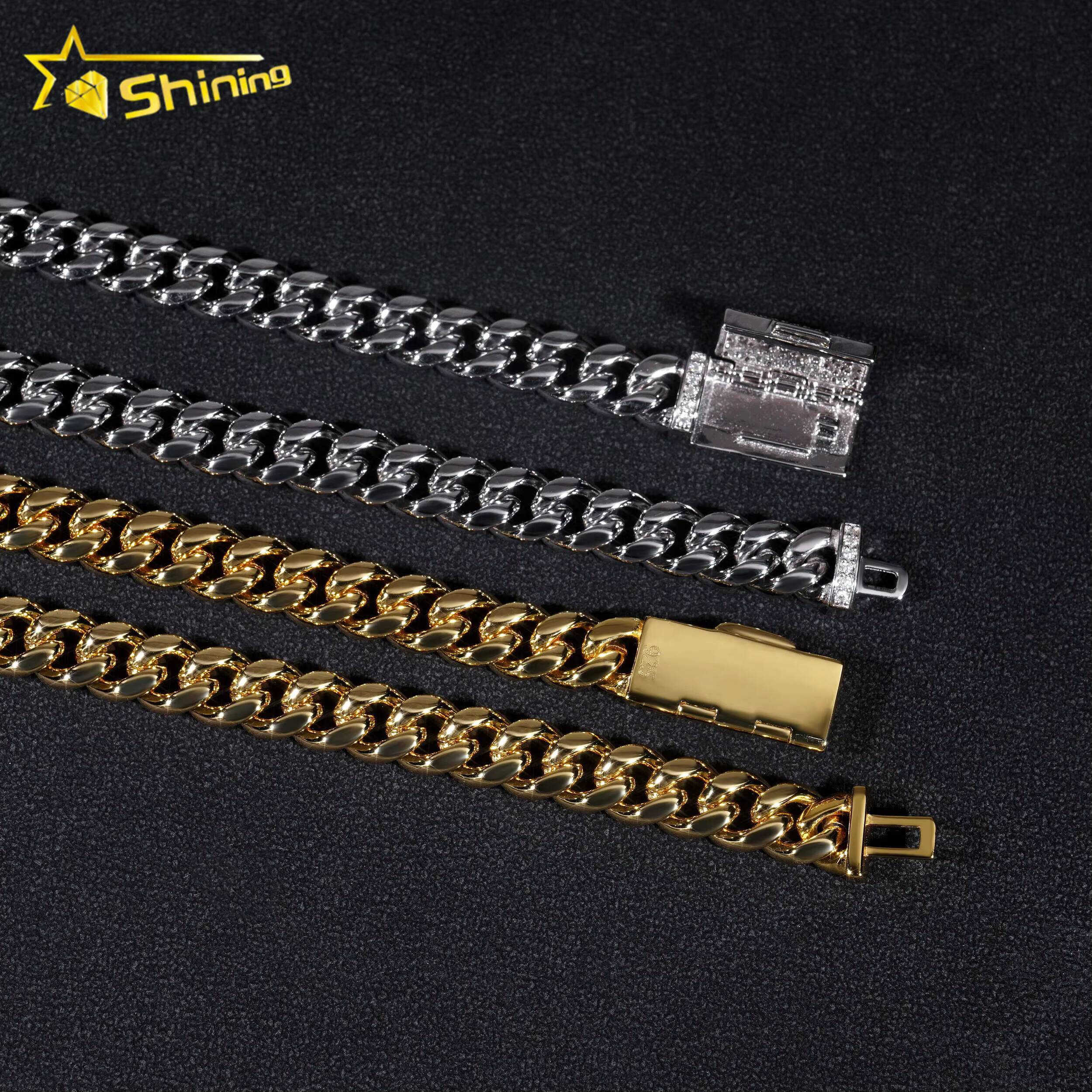 Fast Shipping 8mm Miami Cuban Chain Stainless Steel Silver Moissanite Lock High Quality Cuban Necklace Bracelet