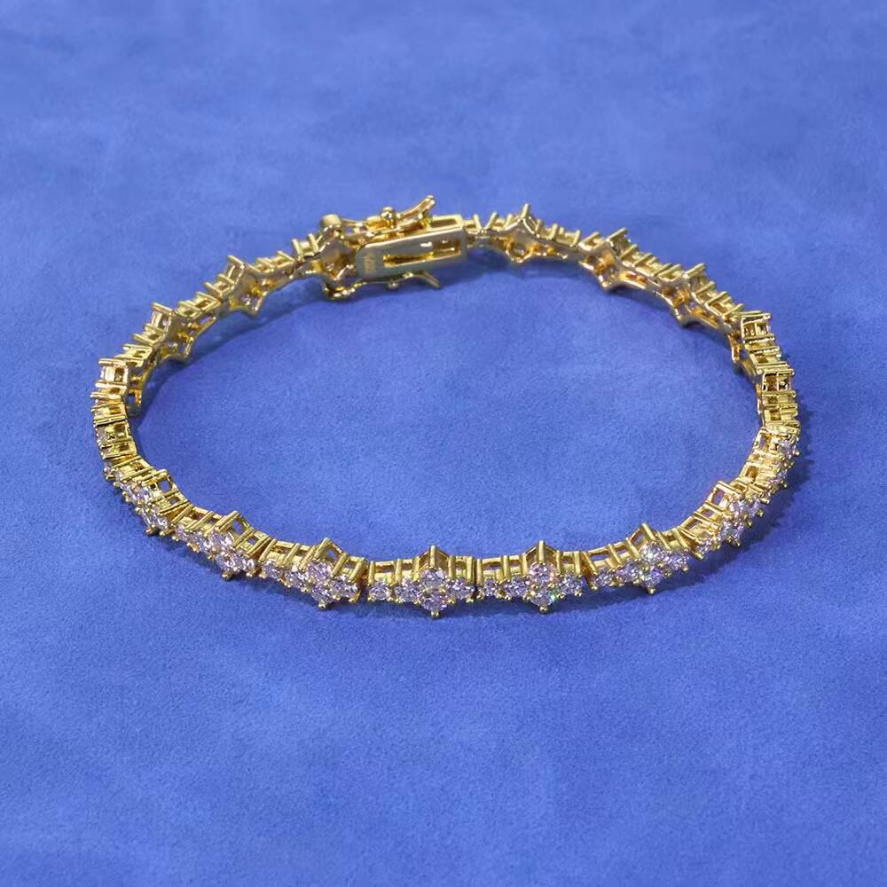Fashion New Arrival Femme Design 925 Silver VVS Moissanite Diamond Iced Out Cross Tennis Chain Bracelet