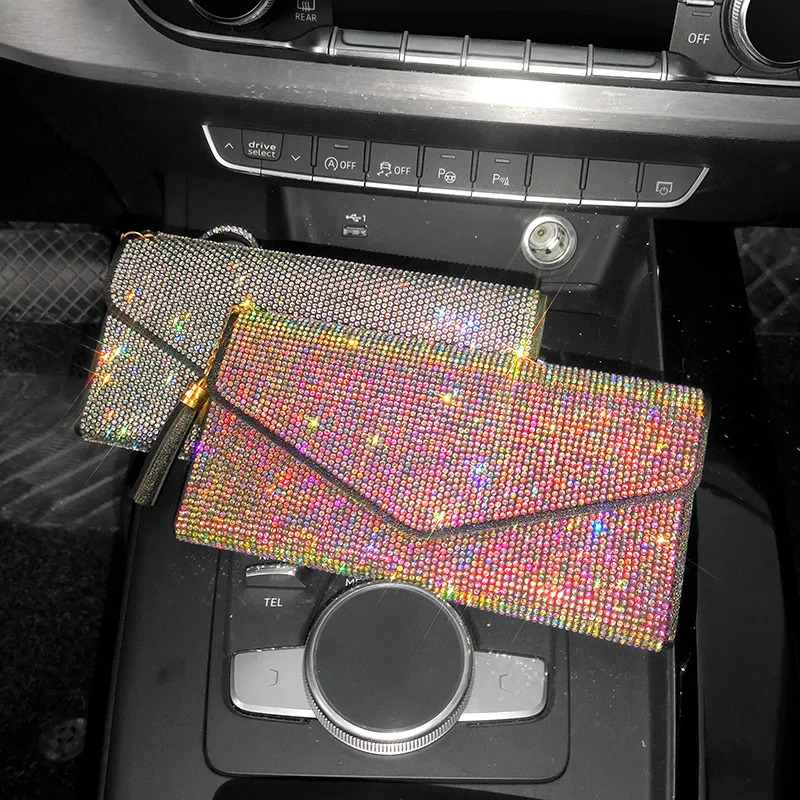 Bling Crystal Elegant Womens Wallets with Zipper Coin Credit Card Holder Ticket Bag Small Purses Woman Leather Wallet 251225