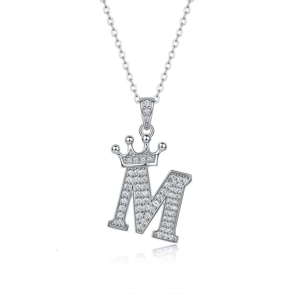 Moissanite Crown Alphabet S925 Silver 18k Gold Plated 26 Alphabets Pendant Necklace Homecoming & Graduation Gift 25N1226