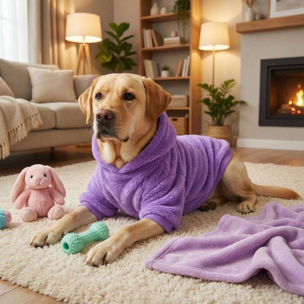 Winter Pet Clothes Fleece Warm Hoodie For Medium Large Dogs Soft Dog Plush Outdoor Coat Labrador Golden Retriever Clothing 25T1226