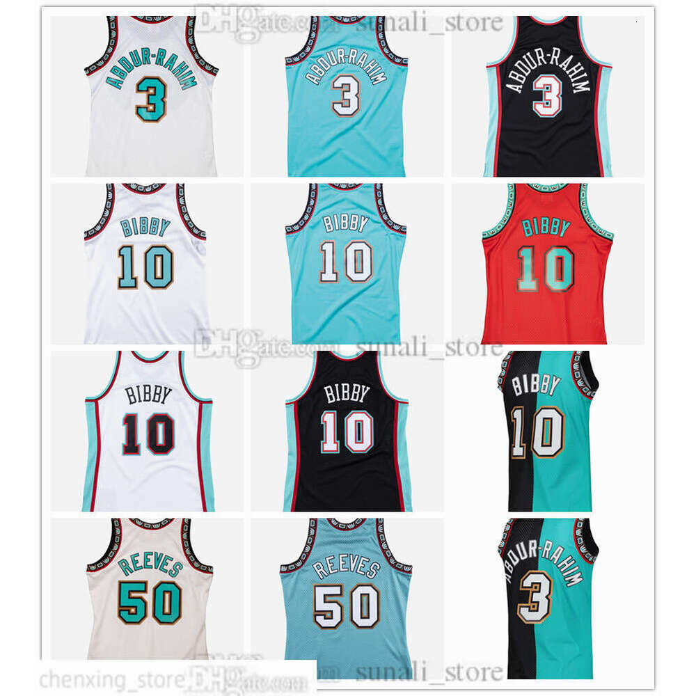 Retro Men's XS-6XL Basketball Jerseys Shareef 3 Abdur-Rahim Mike 10 Bibby Bryant 50 Reeves Vintage