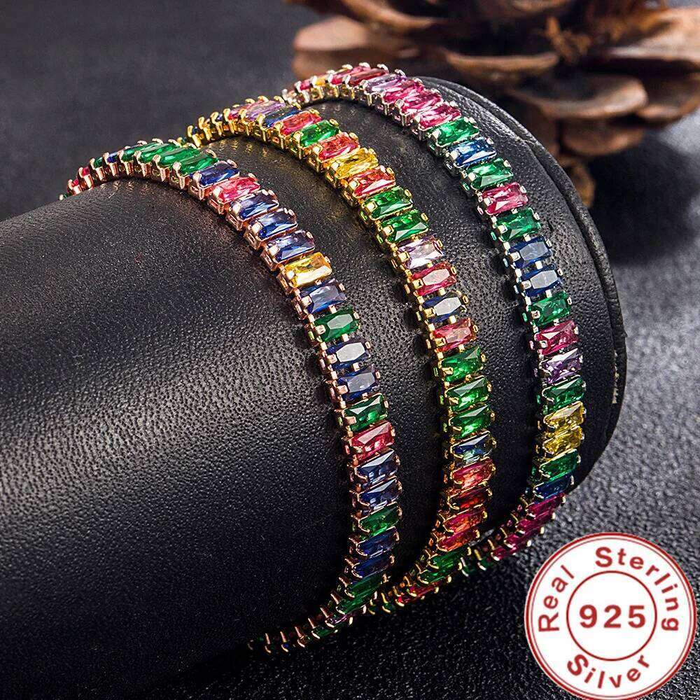 Andara 925 Sterling Silver Bracelet Chain Luxury Color Crystal Hand Jewelry For Women Charm Wedding Gift Party 18cm 25T1226