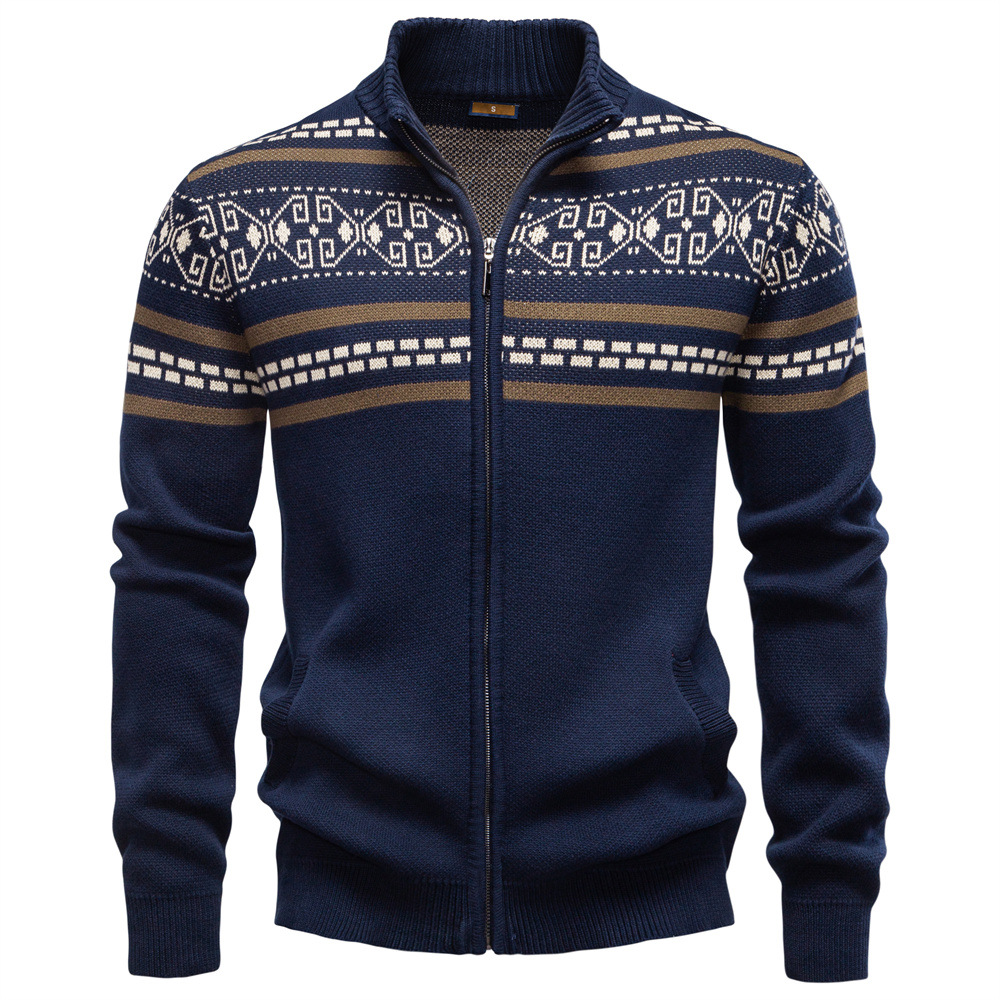 WOZK autumn and winter new sweater cardigan men's sweater zipper knitted men's jacket