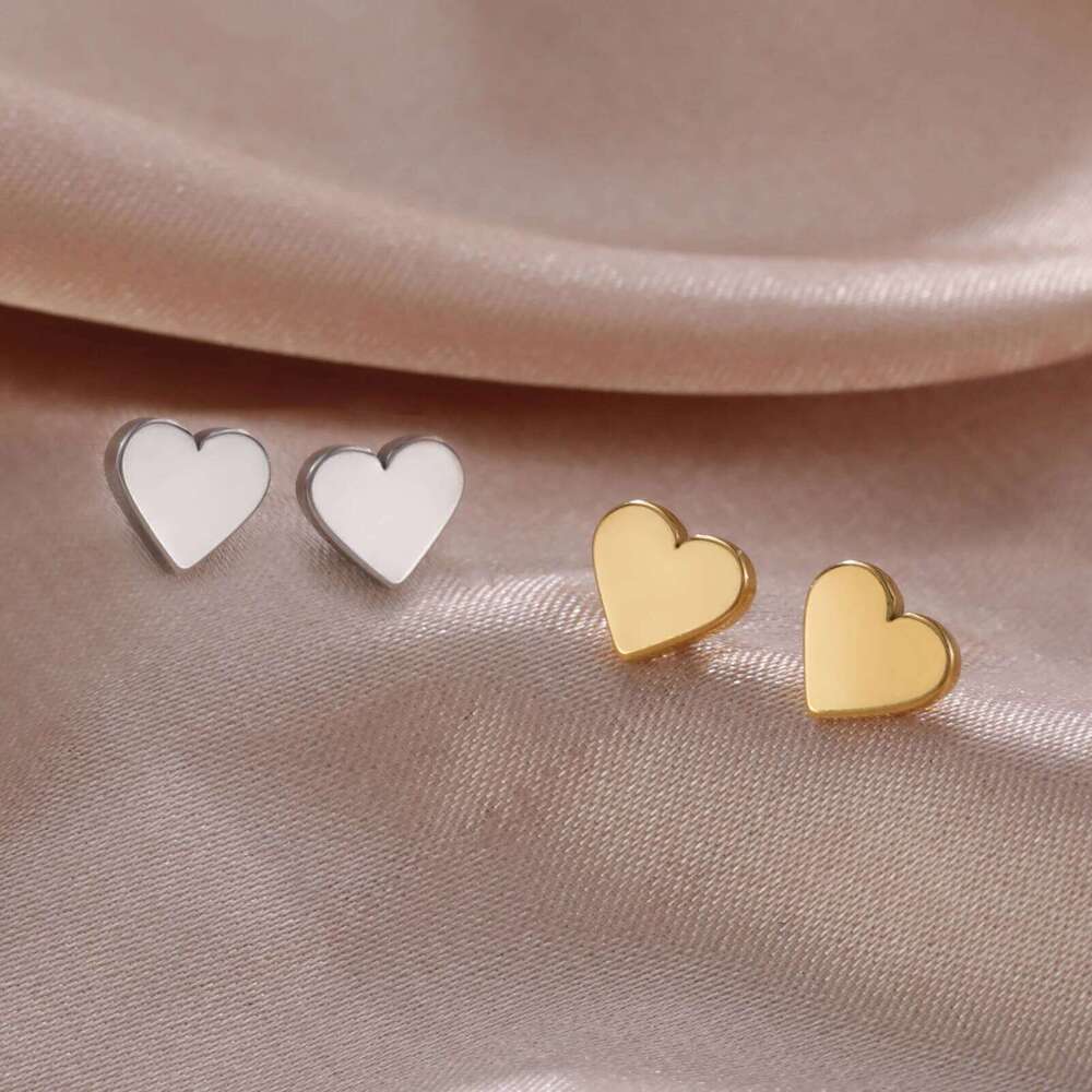 Cazador Kpop Mini Heart Stud for Women Girls Stainless Steel Trendy Earrings Gold Color Jewelry Wedding Birthday Gift 25H1226