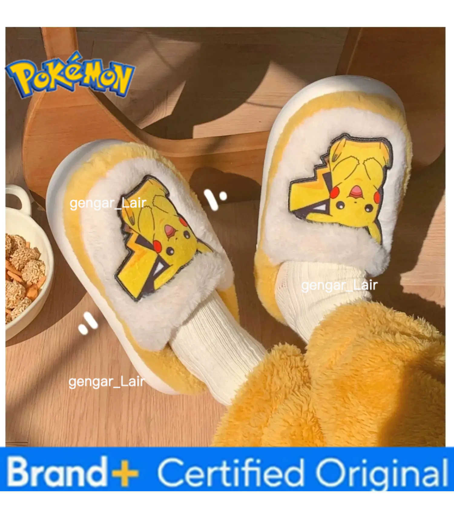 Pokemon Anime Couple Slippers Cute Pikachu Eevee Cartoon Cotton Home Shoes for Men And Women with Velvet Insulation Winter Gifts W251226