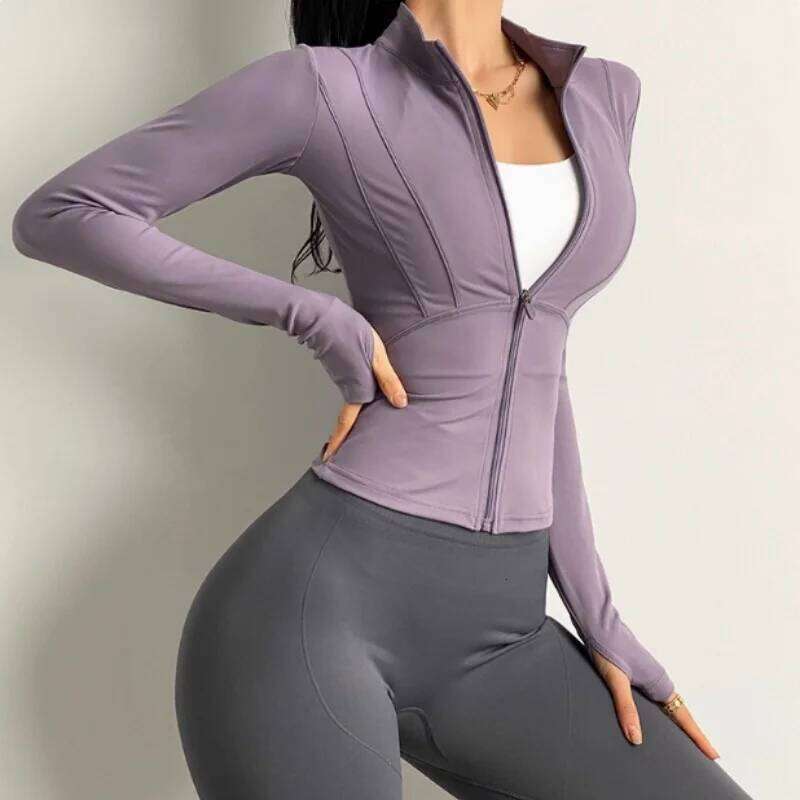 New Yoga Jacket for Women Autumn Winter Professional Sports Jogging and Cycling Long-sleeved Fitness Clothes Shirts 25T1226