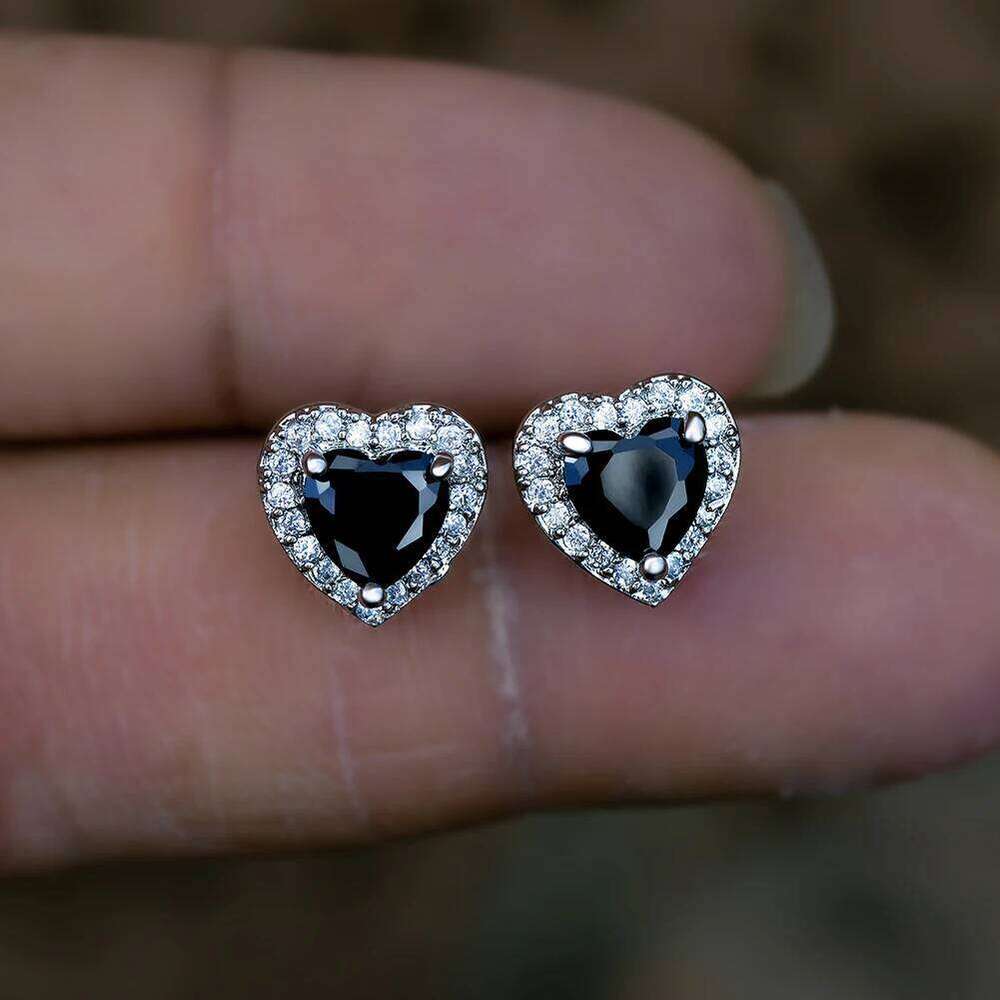 Dainty Female Rainbow Crystal Stone Jewelry Charm Silver Color Small Stud Earring Cute Heart Zircon Wedding Earrings For Women 25H1226
