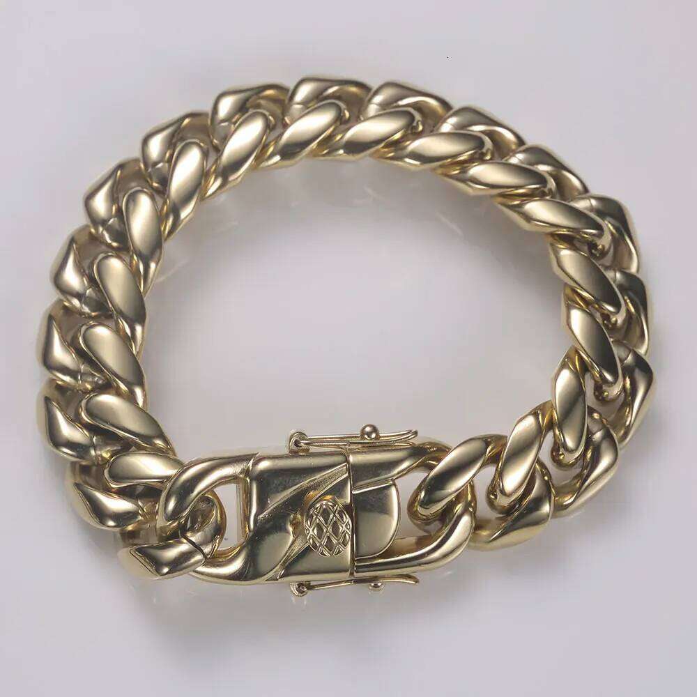 jewelry 14K Gold 8mm 12mm Stainless Steel Chain Hip Hop PVD Plated Cuban Link Necklace For Men Women Party Gift