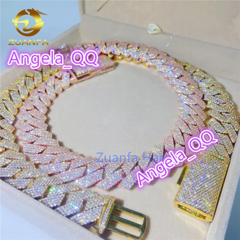 Wholesale Hiphop Jewelry 20MM VVS Moissanite Cuban Link Chain Iced Out Dog Chain Cuban Chain Necklace