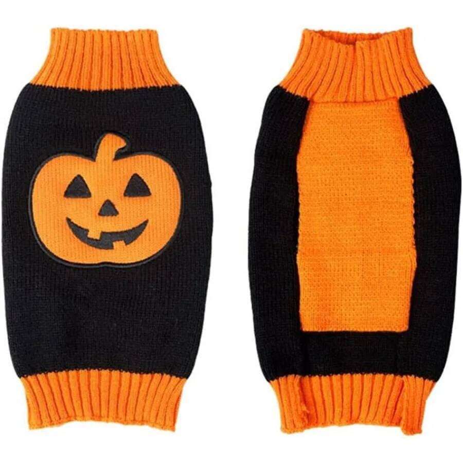 Holiday Halloween Pumpkin Pet Clothes Dog Sweater 25T1226