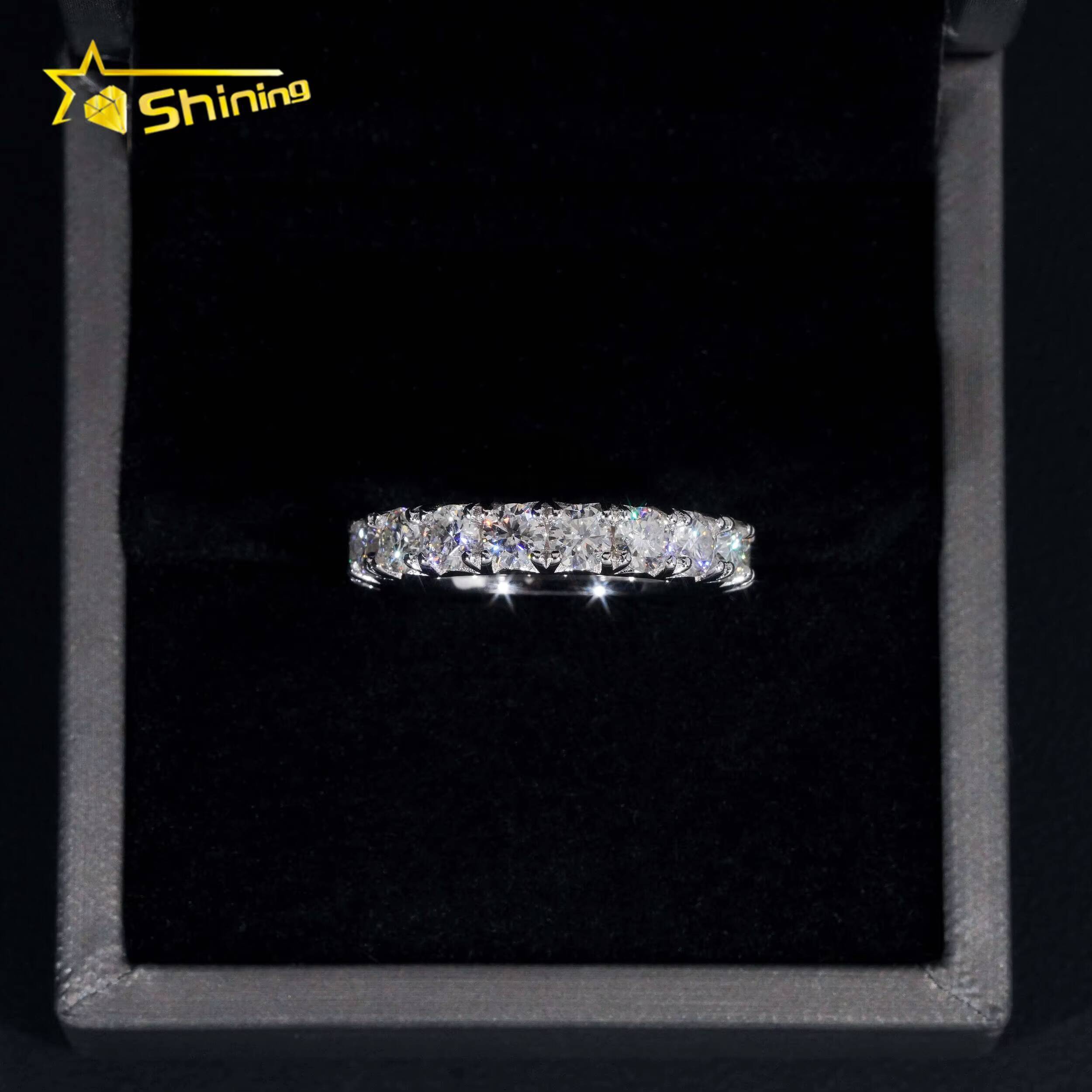 Pass Diamond Tester Silver 925 Vvs Moissanite Lab Diamond Hip Hop Iced Out Jewelry Band Ring