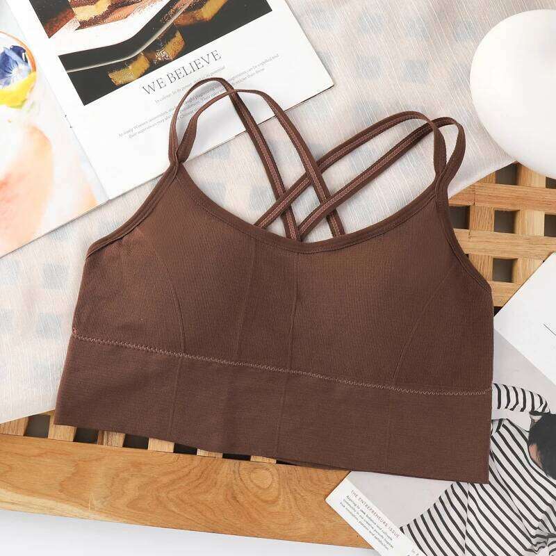 Sexy Women Tops Back Cross Strap Tank Top Push Up Running Sports Breathable Soft Fitness Beauty Solid Color Yoga Bra 25T1226