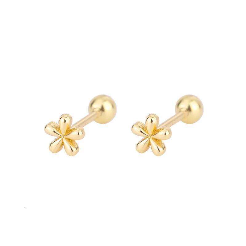 Cute Sweet Little Five Leaves Flower Stud Earrings for Women Luxury Silver Color Stainless Steel Piercing Korea Earring Jewelry 25H1226