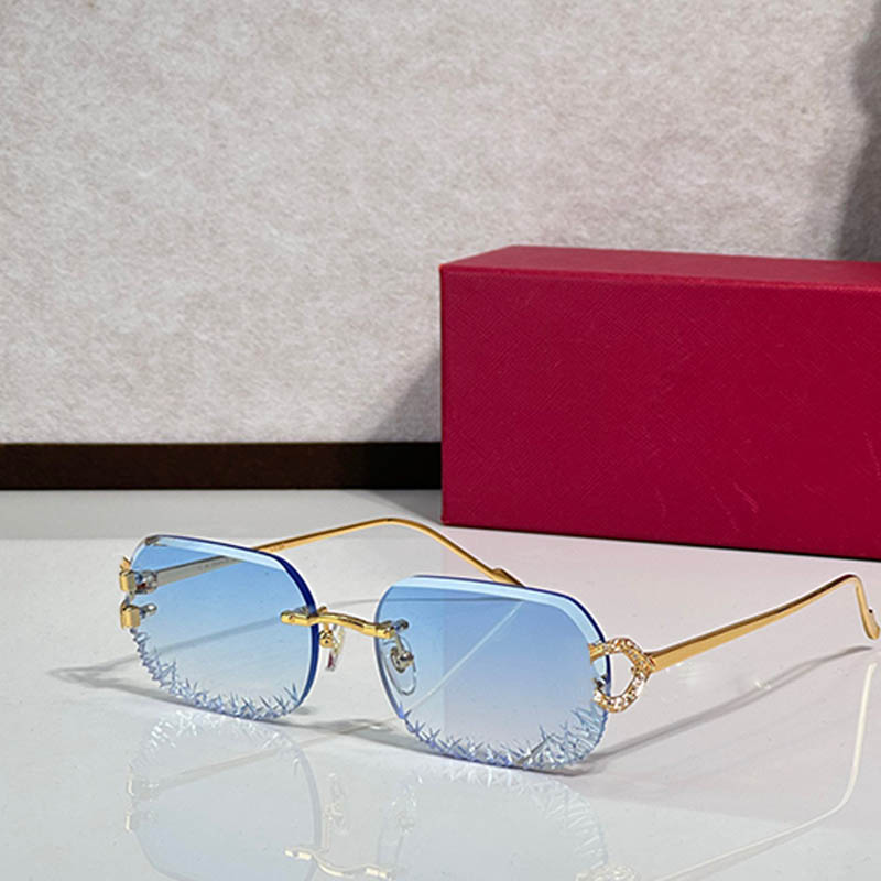 Designer rectangular frameless sunglasses Diamond cut lenses Fashion men women classic frameless glasses Luxury Outdoor Leisure Versatile CT0798