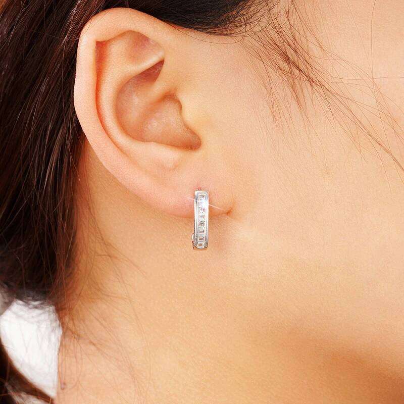 Huitan Simple Fashion Women's Line Stud Earrings with Cubic Zirconia Silver Color Trendy Versatile Daily Wear Girls Jewelry