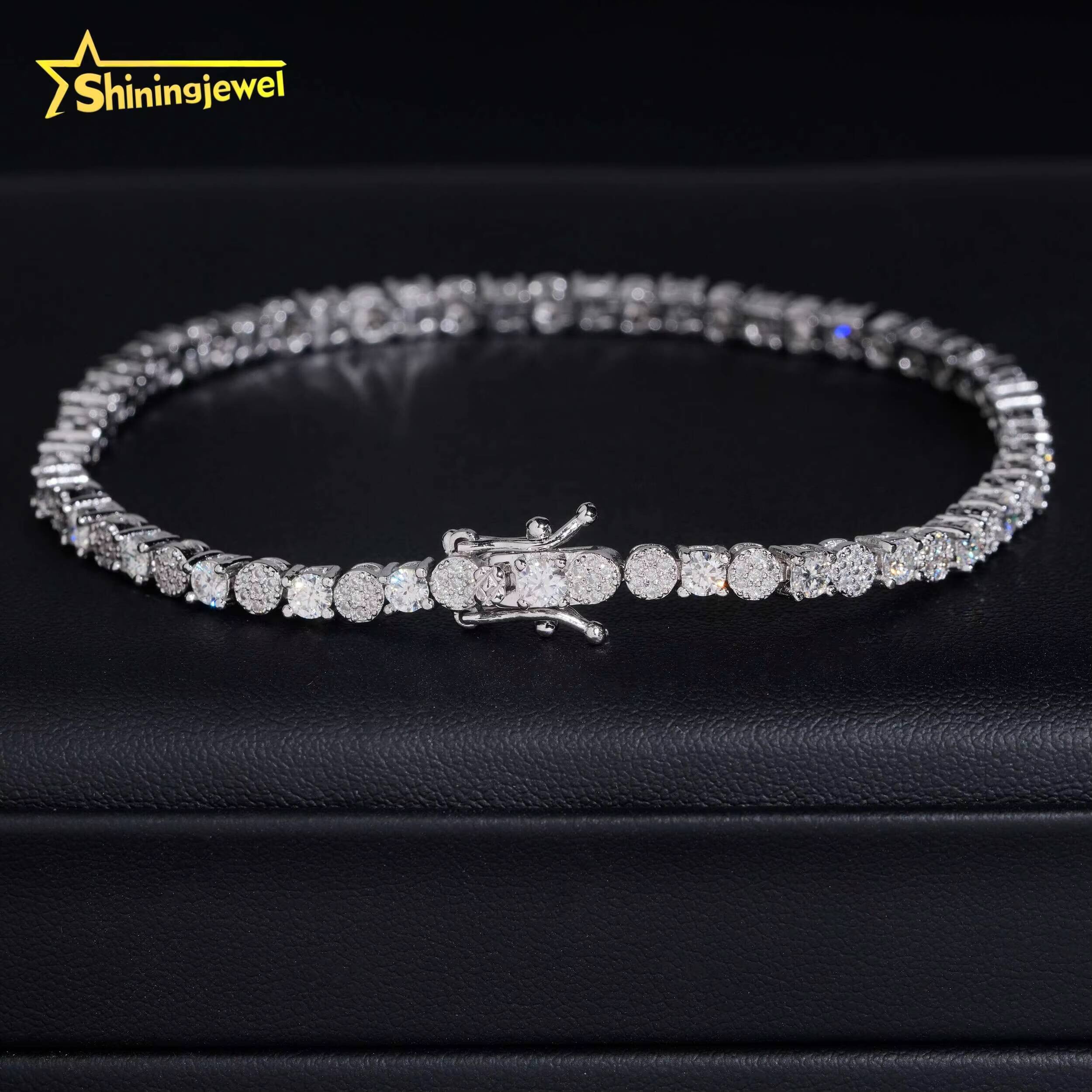 Unique Iced Out Elegant Moissanite Jewelry Hip Hop High Quality 38mm S925 Tennis Bracelet