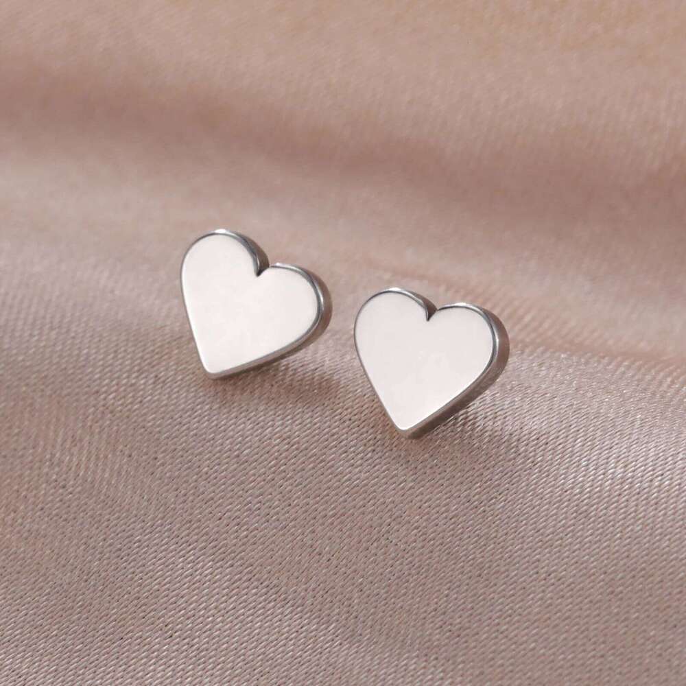 Cazador Kpop Mini Heart Stud for Women Girls Stainless Steel Trendy Earrings Gold Color Jewelry Wedding Birthday Gift 25H1226