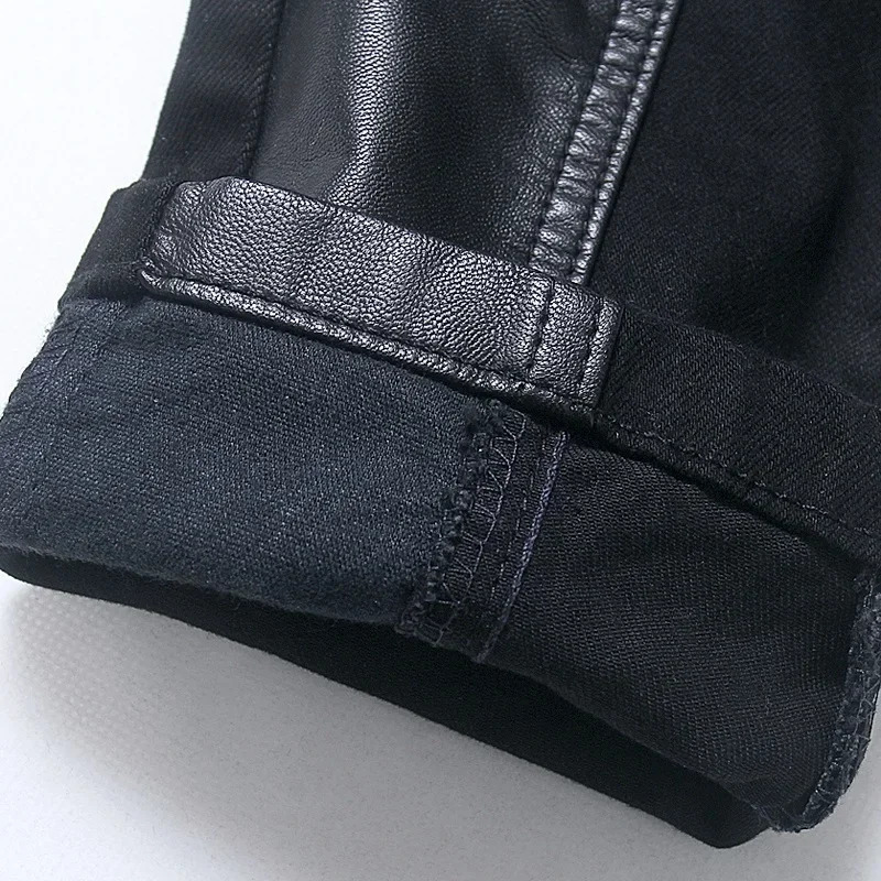 YASUGUOJI 2024 Punk Style Fashion Slim Fit Pu Leather Patchwork Long Zipper Desgin Skinny Jeans Men Party Wear Pants 251219