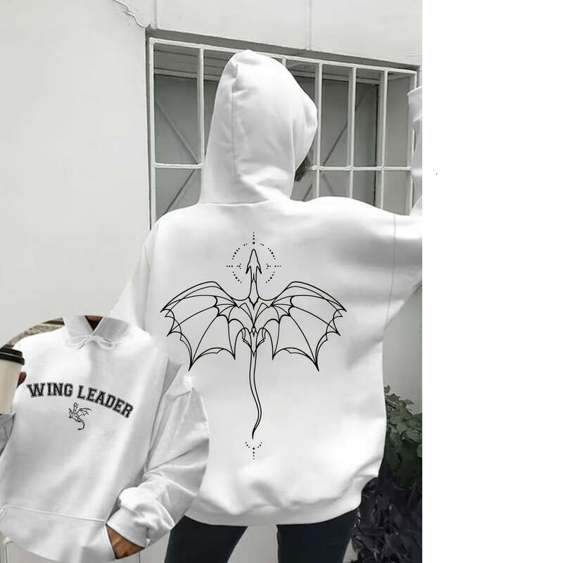 Women Pullover Hoodie Printed Sweatshirt Women S Rider Pattern Hoodie Fourth Wing Design Black Casual Pullover White Dragon And Wing Patter