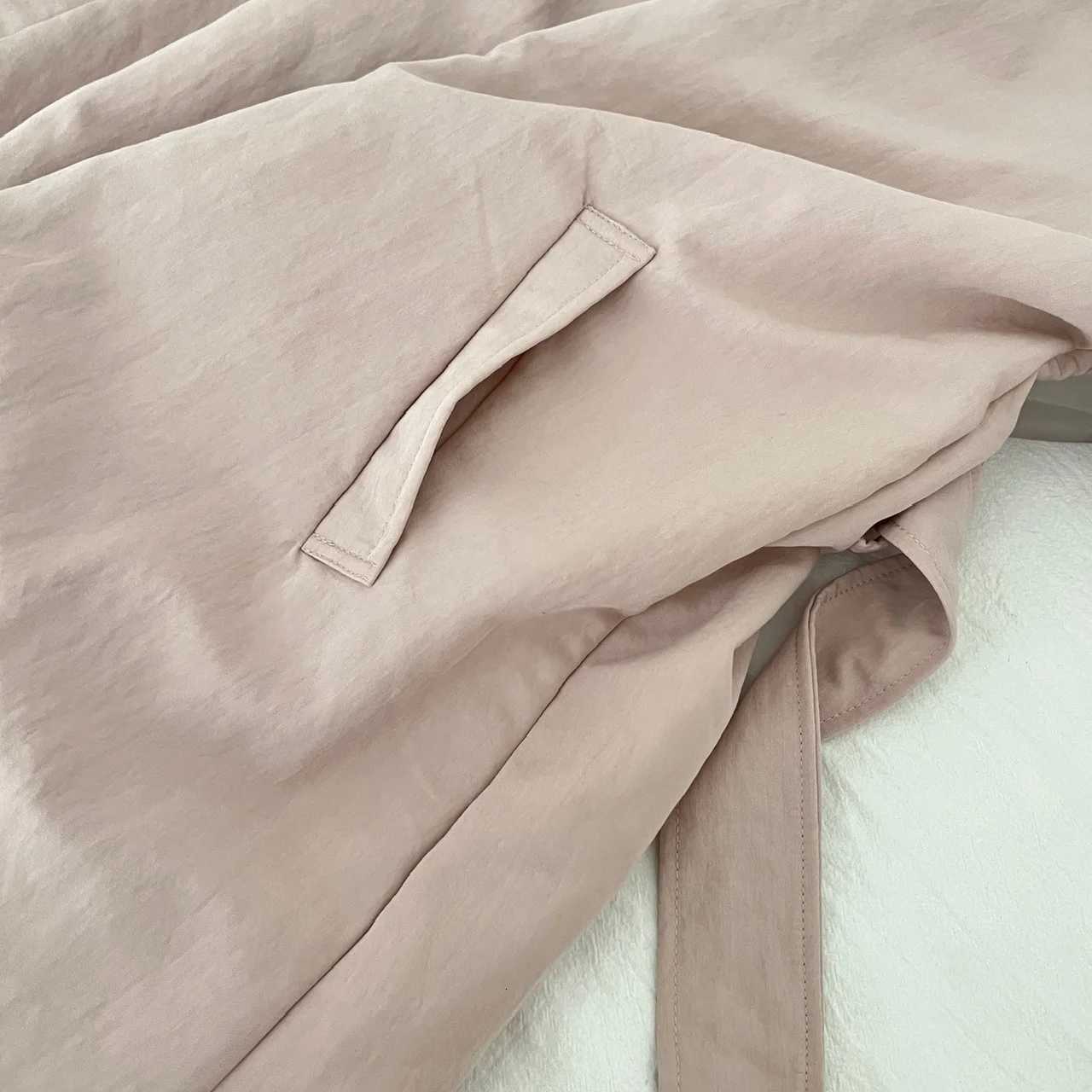 Autumn Winter French High Street 100 Cotton Trench Coat Women Retro Chic Stand Collar High-end Mid-length Overcoat Office LadyT251226