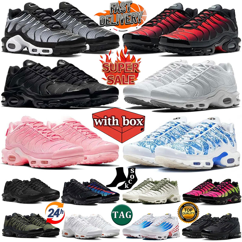 Tn Plus tns Running Shoes Designer Shoes tnss men Trainers Triple Black White Unity Fuchsia Metallic Silver Reflective Black Orange Womens Mens Sneakers With Box