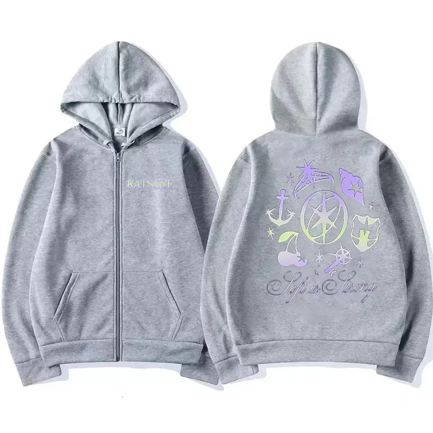 Katseye Graphics tracksuit vintage Hoodie Men Women 2025 tops Fleece fashion clothes Hip Hop Coat Zip Up Jacket Loose streetwear 251217