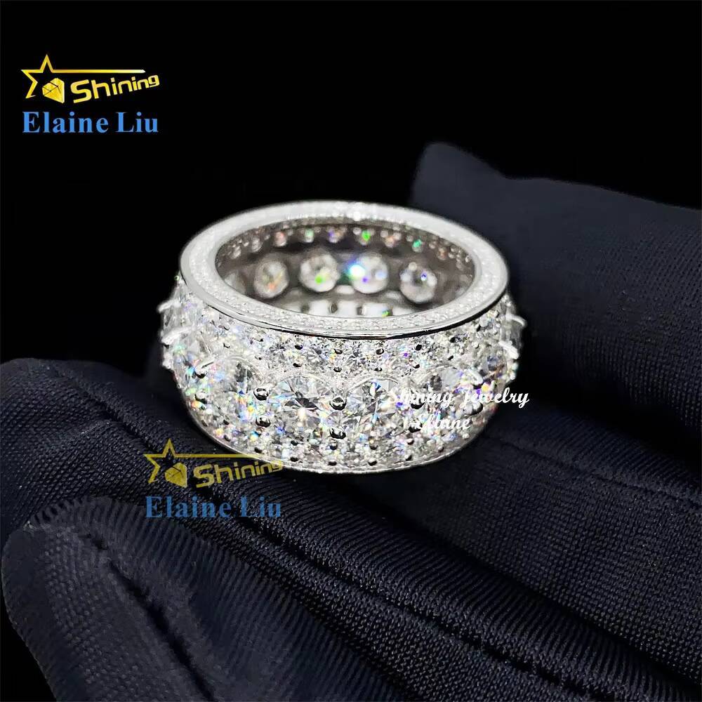 Hip Hop Jewelry 925 Sterling Silver Custom Luxury Moissanite Mens Rings