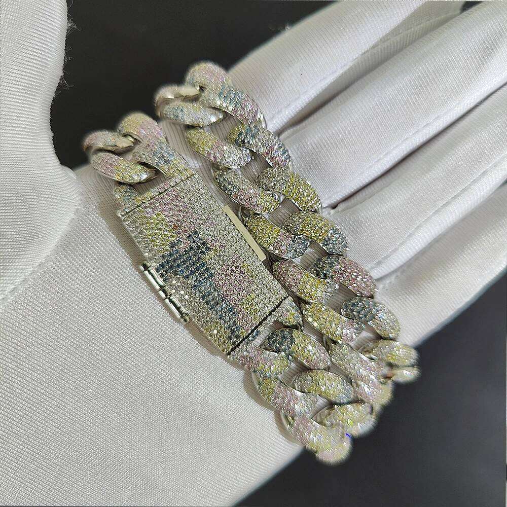 Hip Hop 18mm Iced Out Cuban Silver Plated Full Pave Bling Zircon Chain Chunky Necklace For Women