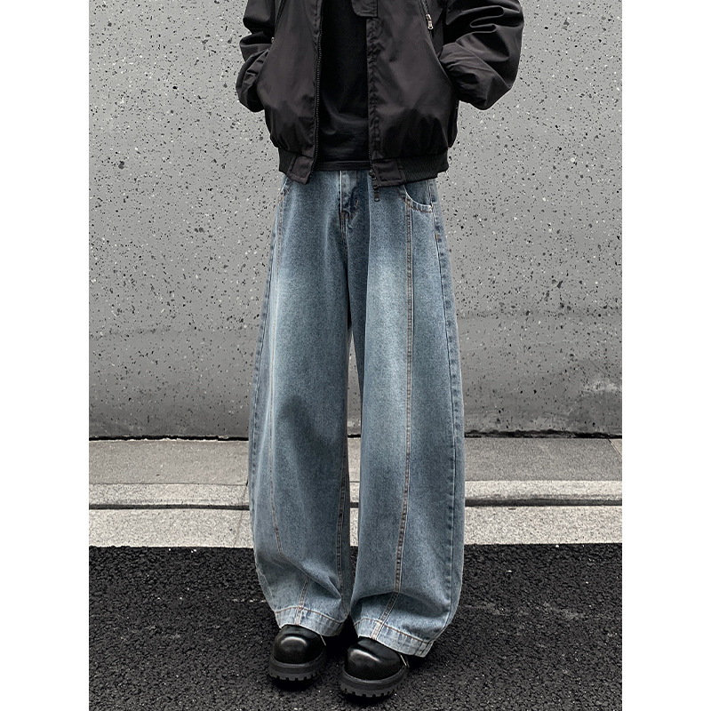 Vintage Scimitar Jeans for Men, Autumn & Winter American Straight-Leg Loose Pants, Cool & Stylish Streetwear Scimitar Wide-Leg Casual Trousers