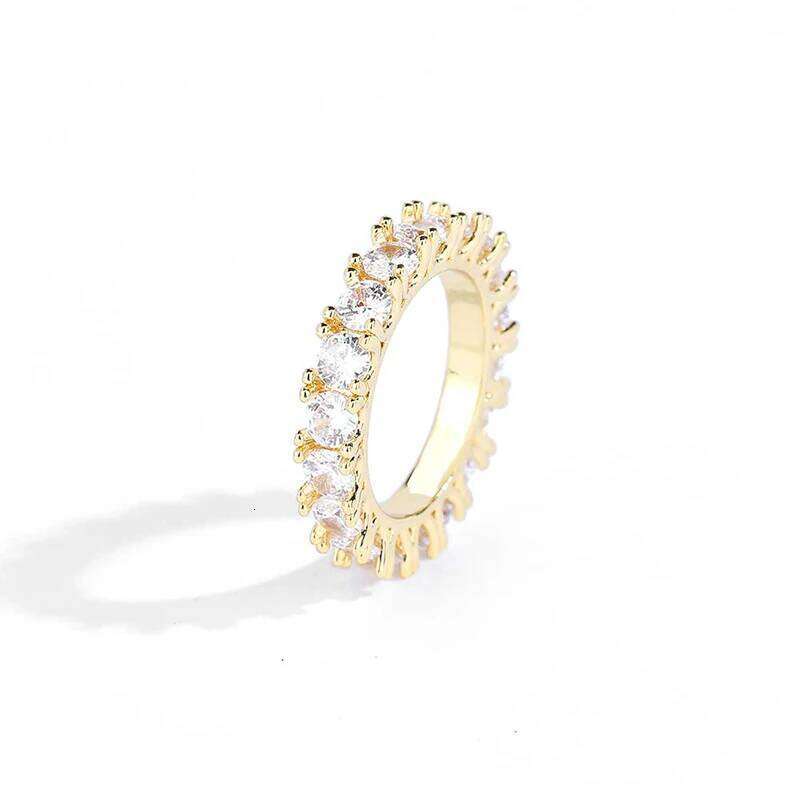 Hip Hop Rock Jewelry 4mm Iced Out Cubic Zirconia Single Row Cocktail Rings For Women Party Birthday Gift