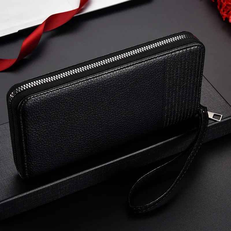 Color Mens Long Wallet For Men Rfid Blocking Clutch Organizer Zipper Leather Business Id Credit Card Holder Purse 251225