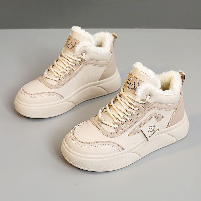 2025 designer fashion new autumn and winter warm cotton shoes women's sports shoes plush lining college style