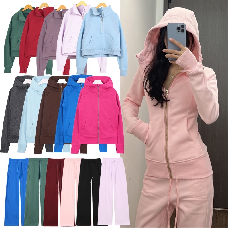 Hoodie set Womens Yoga Suit Designer Hooded Sweatshirt Gym Sportswear Outdoor Sports Jogging Hoody Thick Long-sleeved