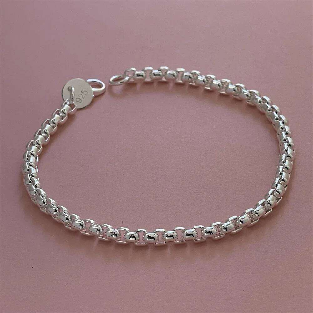 Lihong 925 Sterling Silver Bracelet Venetian Round Box Exquisite Women Fashion Wedding Party Gift Jewelry 25T1226